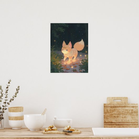 Anime Celestial Fox im Sternenwald Poster (Küche)