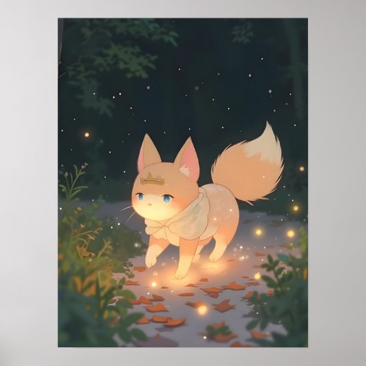 Anime Celestial Fox im Sternenwald Poster (Vorne)