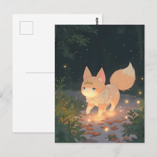 Anime Celestial Fox im Sternenwald Postkarte (Vorne/Hinten)