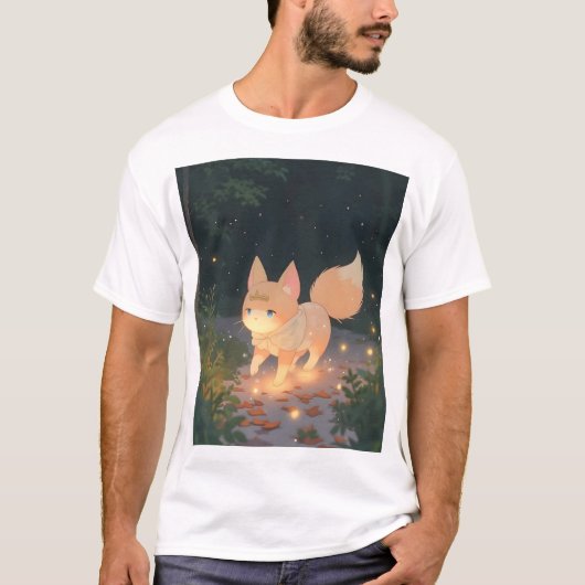 Anime Celestial Fox im Sternenwald T-Shirt (Vorderseite)