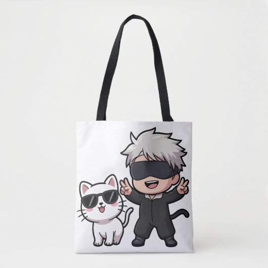 Anime Character & Blushing Cat T - Shirt Tasche (Vorderseite)