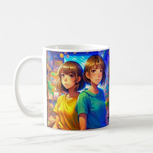 Anime Characters Colorful Art Kaffeetasse (Links)