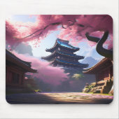 Anime Cherry Blossom & Pagoda Aussicht Landschaft Mousepad (Vorne)