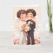 Anime Chibi Boys Gay Wedding Einladung (Vorderseite)