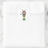 Anime Chibi Candy Cane Mädchen Weihnachtsfigur Quadratischer Aufkleber (Tasche)