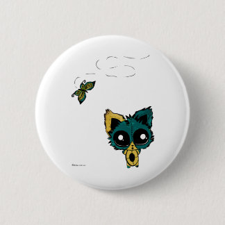 Anime Chibi Miezekatze und Schmetterlinge Button