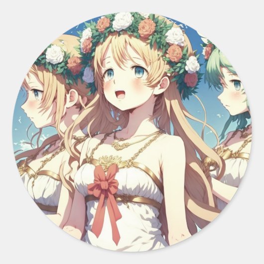 Anime Chor Runder Aufkleber (Vorderseite)