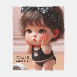 Anime Chubby Girl Foto, Niedlich Black Head Ribbon Fleecedecke