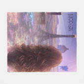 Anime City Girl Day Dream mit Blick auf Skyline Fleecedecke (Vorderseite (Horizontal))