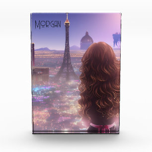 Anime City Girl Day Dream mit Blick auf Skyline Fotoblock