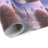 Anime City Girl Day Dream mit Blick auf Skyline Geschenkpapier (Rolleneckpunkt)