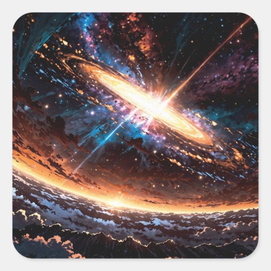 Anime cosmic event quadratischer aufkleber (Vorderseite)