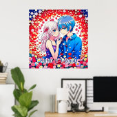 Anime Couple, Blume Personalisiert Poster (Heimbüro)