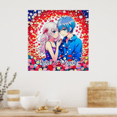 Anime Couple, Blume Personalisiert Poster (Küche)