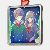 Anime Couple Romantische Personalisierte Weihnacht Ornament Aus Metall (Links)