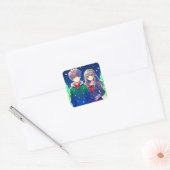 Anime Couple Romantische Weihnachten Quadratischer Aufkleber (Umschlag)