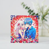 Anime Couple Unique Wedding Einladung (Stehend Vorderseite)