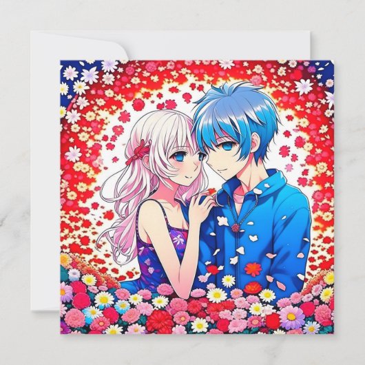 Anime Couple Unique Wedding Einladung (Vorderseite)