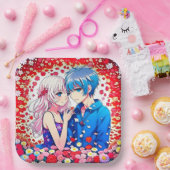 Anime Couple Unique Wedding Pappteller (Party)