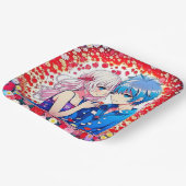 Anime Couple Unique Wedding Pappteller (Gewinkelt)