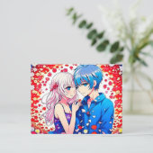 Anime Couple Unique Wedding RSVP Postkarte (Stehend Vorderseite)