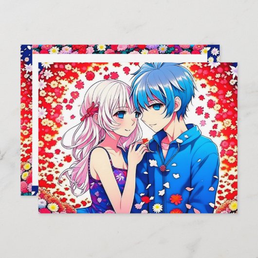 Anime Couple Unique Wedding Save the Date Postkarte (Vorne/Hinten)