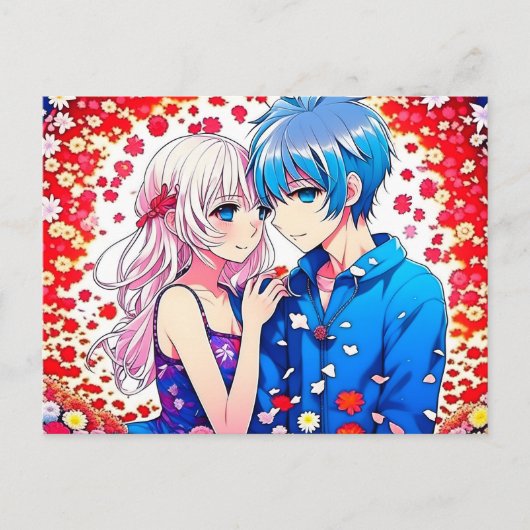 Anime Couple Unique Wedding Save the Date Postkarte (Vorderseite)