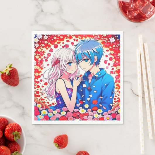 Anime Couple Unique Wedding Serviette (Beispiel)