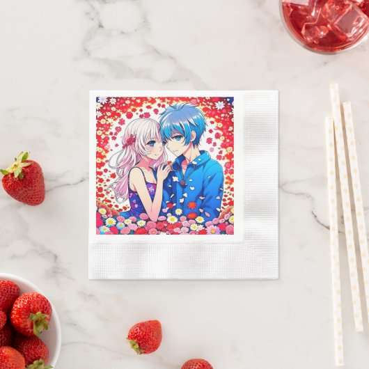 Anime Couple Unique Wedding Serviette (Beispiel)