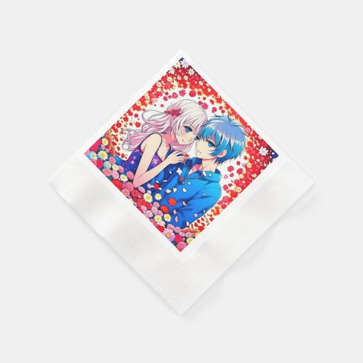 Anime Couple Unique Wedding Serviette (Ecke)
