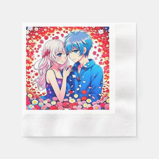 Anime Couple Unique Wedding Serviette (Vorderseite)