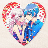 Anime Couple Unique Wedding Untersetzer (Vorderseite)