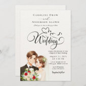 Anime Couple Wedding Einladung (Vorne/Hinten)