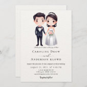 Anime Couple Wedding Einladung (Vorne/Hinten)