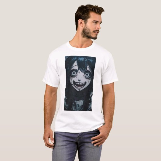 Anime Crazy Girl Psycho Crazy Face T - Shirt (Vorne ganz)