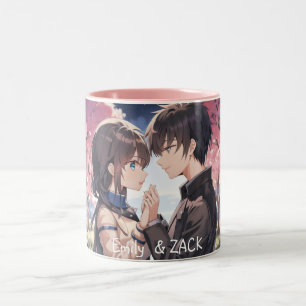 Anime Cuddles Tasse: Personalisiert, Niedlich Zweifarbige Tasse