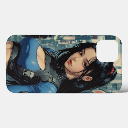 Anime Cyberpunk Girl iPhone Case (Rückseite (Horizontal))