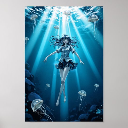 Anime Deep Ocean Glow Wall Art Poster (Vorne)