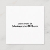 Anime Defend Democracy, Stopp Project 2025 Quadratische Visitenkarte (Rückseite)