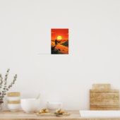 Anime Desert Sunset Wanderer Wall Art Poster (Küche)