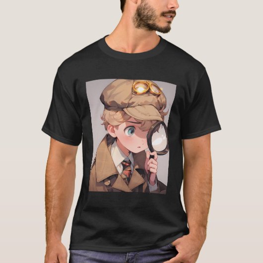 Anime Detection Private Investigator Sleuth Crime T-Shirt (Vorderseite)