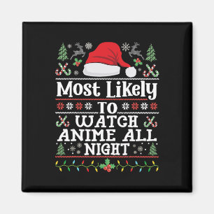 Anime die ganze Nacht anschauen - Lustiger Weihnac Magnet