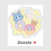 Anime Donut freut sich mit Tom, Jerry und Tuffy Aufkleber (Blatt)
