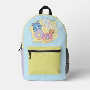 Anime Donut freut sich mit Tom, Jerry und Tuffy Bedruckter Rucksack
