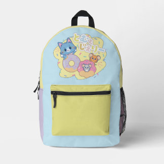 Anime Donut freut sich mit Tom, Jerry und Tuffy Bedruckter Rucksack