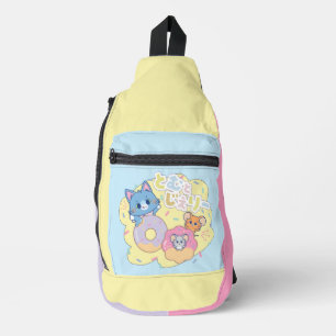 Anime Donut freut sich mit Tom, Jerry und Tuffy Crossbody Bag