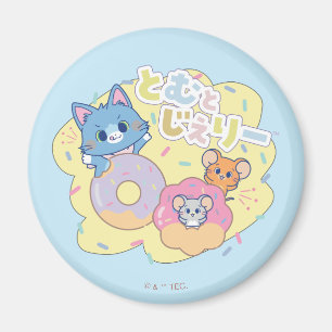 Anime Donut freut sich mit Tom, Jerry und Tuffy Magnet