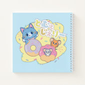 Anime Donut freut sich mit Tom, Jerry und Tuffy Notizblock (Rückseite)