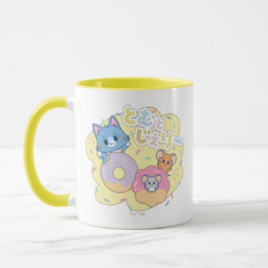 Anime Donut freut sich mit Tom, Jerry und Tuffy Tasse (Links)