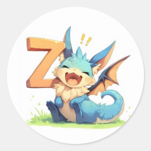 Anime-Drache Buchstabe Z Runder Aufkleber